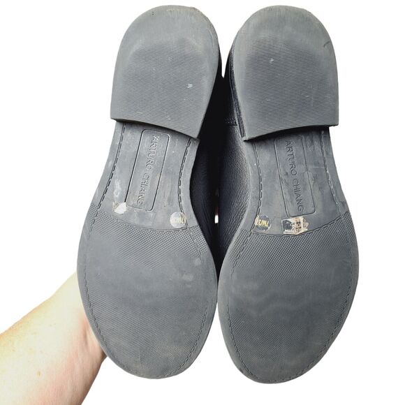 ARTURO CHIANG BLACK RIDING BOOTS WOMENS SIZE 7M LEATHER BIKER MINIMALIST NEUTRAL - Picture 10 of 10